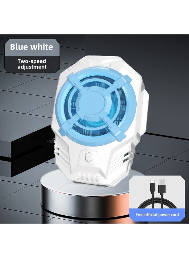 Supply F18 Air-cooled Mobile Phone Radiator Super Large Air Volume Hurricane Cooling Source Wholesale-Color:S19 Back Clip Radiator-blue And White (cost-effective, With Two-speed Adjustment)  - Image 1