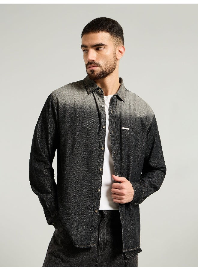 Beyoung Black Ombre Denim Shirt For Men  - Image 2