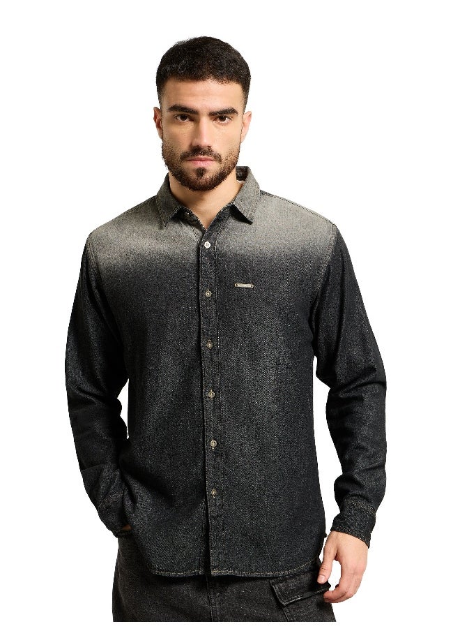 Beyoung Black Ombre Denim Shirt For Men  - Image 3