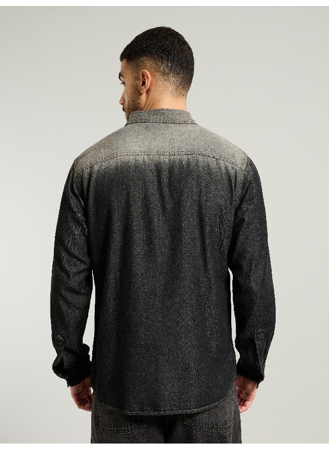 Beyoung Black Ombre Denim Shirt For Men  - Image 4