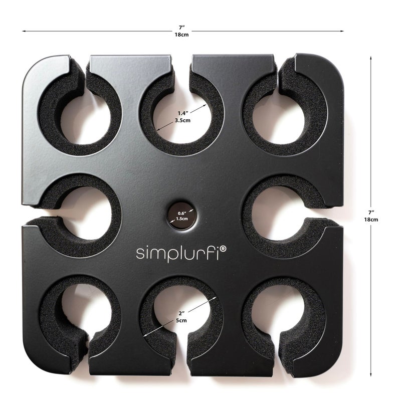 Simplurfi Multi Microphone Holder For Mic Stand - Square Tray Attachment holds up to 8 mics On Stage Organizer and Display - 8 Anti-roll Rings Included - Image 4