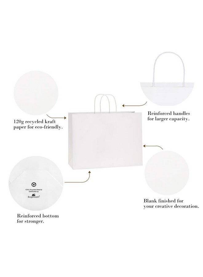 BagDream 16x6x12 Inches 50Pcs White Kraft Paper Bags with Handles Bulk, Large Gift Bags for Shopping, Grocery, Retai, Merchandise, Party Favor Gifts, Recyclable Paper Sacks - Image 4