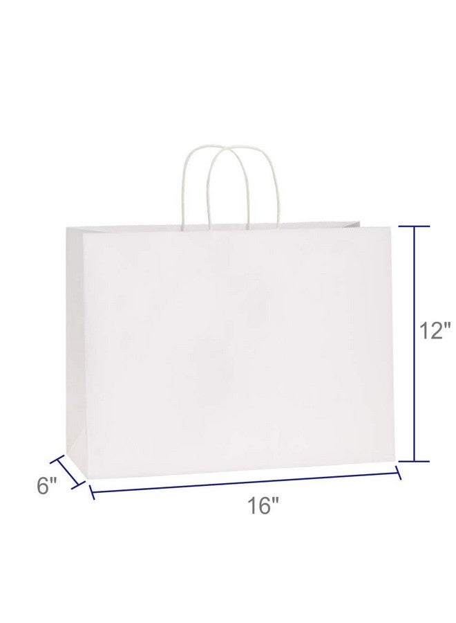 BagDream 16x6x12 Inches 50Pcs White Kraft Paper Bags with Handles Bulk, Large Gift Bags for Shopping, Grocery, Retai, Merchandise, Party Favor Gifts, Recyclable Paper Sacks - Image 1
