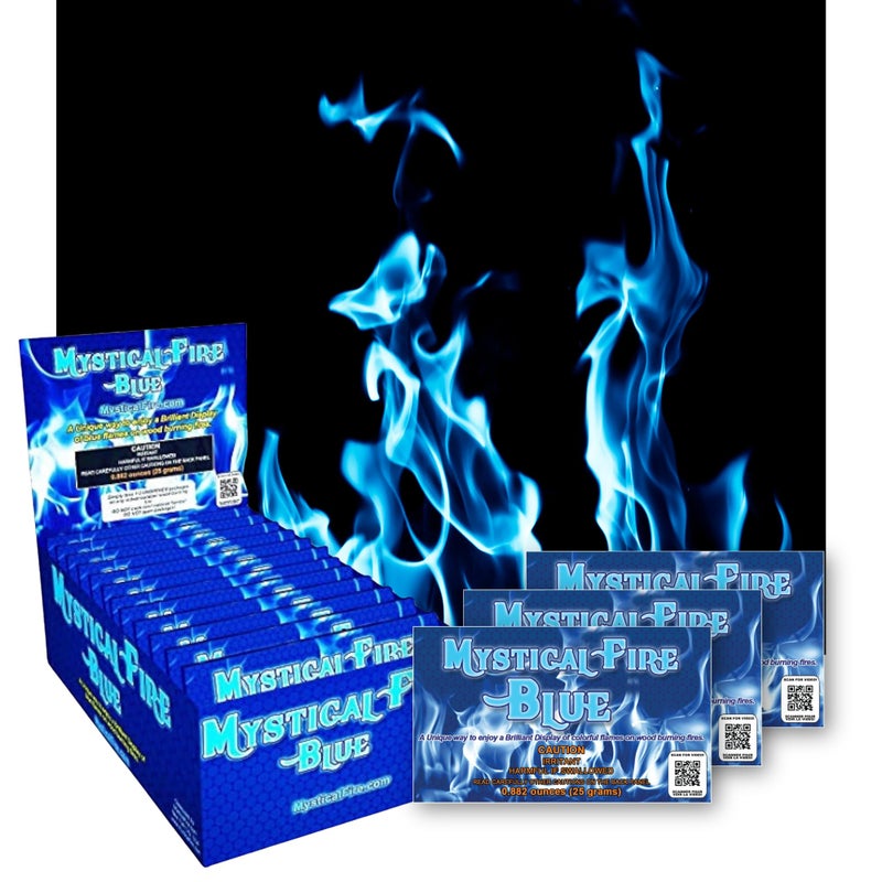 Mystical Fire Blue Color Changing Packets- Pack of 12 Blue Flames- Long Lasting Enchanted Magical Flames- Flame Color Changer for Fire Pits & Outdoor Fireplaces- Campfire Accessories - Image 1