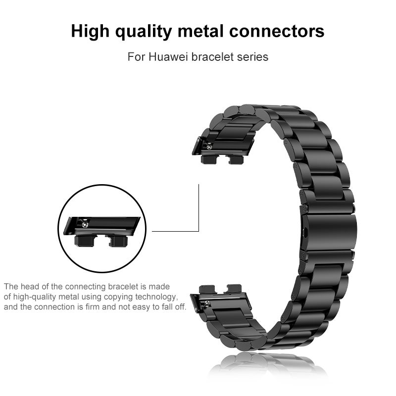 erorex For Huawei Band 8 16Mm Three Strains Metal Replacement Watch Band(Silver) - Image 5