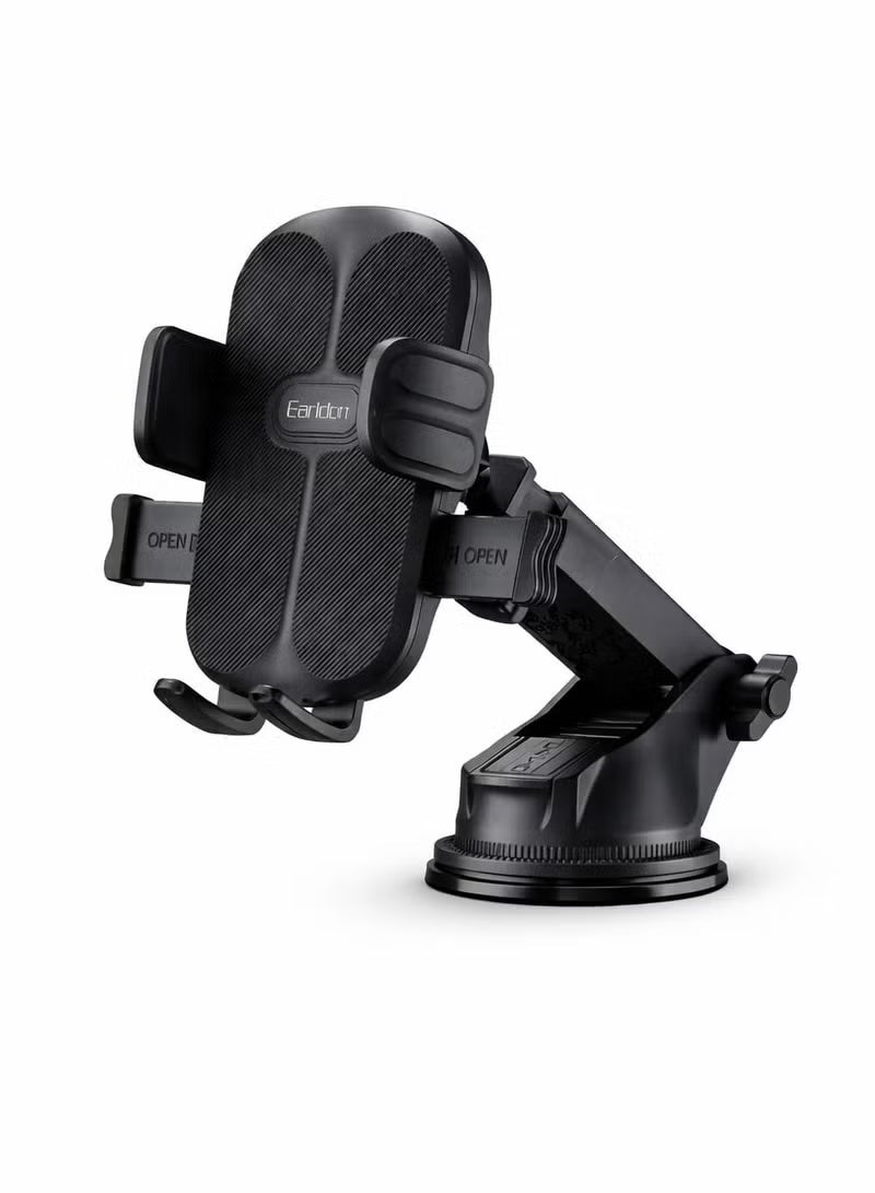 Earldom EH344 Suction Cup Car Holder Adjustable 360 Degree Rotation Car Holder Stand Compatible With All Mobiles - Black - Image 1