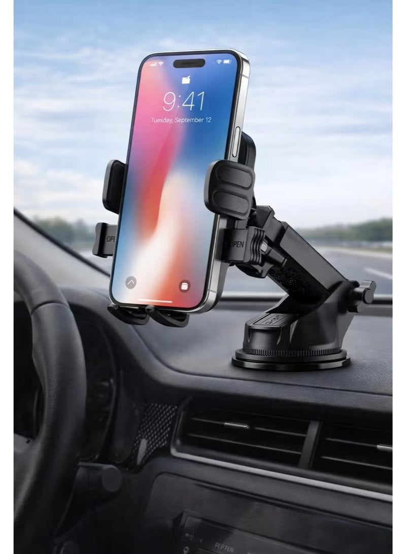 Earldom EH344 Suction Cup Car Holder Adjustable 360 Degree Rotation Car Holder Stand Compatible With All Mobiles - Black - Image 2