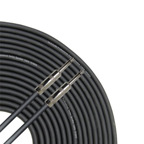 GLS Audio 100 Feet Speaker Cable 16AWG Patch Cords - 100 ft 1/4 Inch to 1/4 Inch Professional Speaker Cables 100 Foot Black 16 Gauge Wire - Pro 100' Phono 6.3mm Cord 16G - Single - Image 1