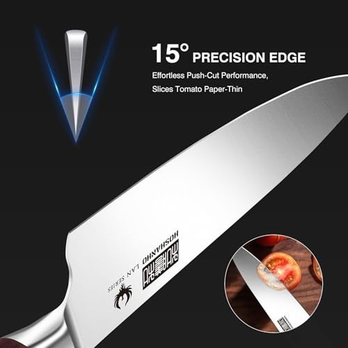 HOSHANHO 3-Piece Kitchen Knife Set, Ultra Sharp Chef/Santoku/Paring Knives,Professional High Carbon Steel Knives with Ergonomic Handle, Ideal Cooking Gift Set - Image 3