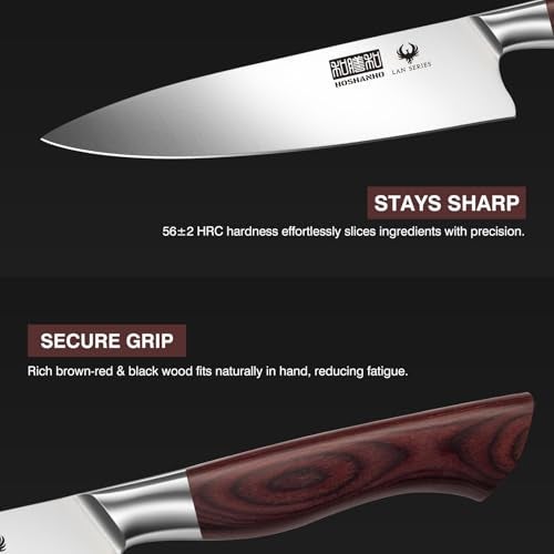 HOSHANHO 3-Piece Kitchen Knife Set, Ultra Sharp Chef/Santoku/Paring Knives,Professional High Carbon Steel Knives with Ergonomic Handle, Ideal Cooking Gift Set - Image 4