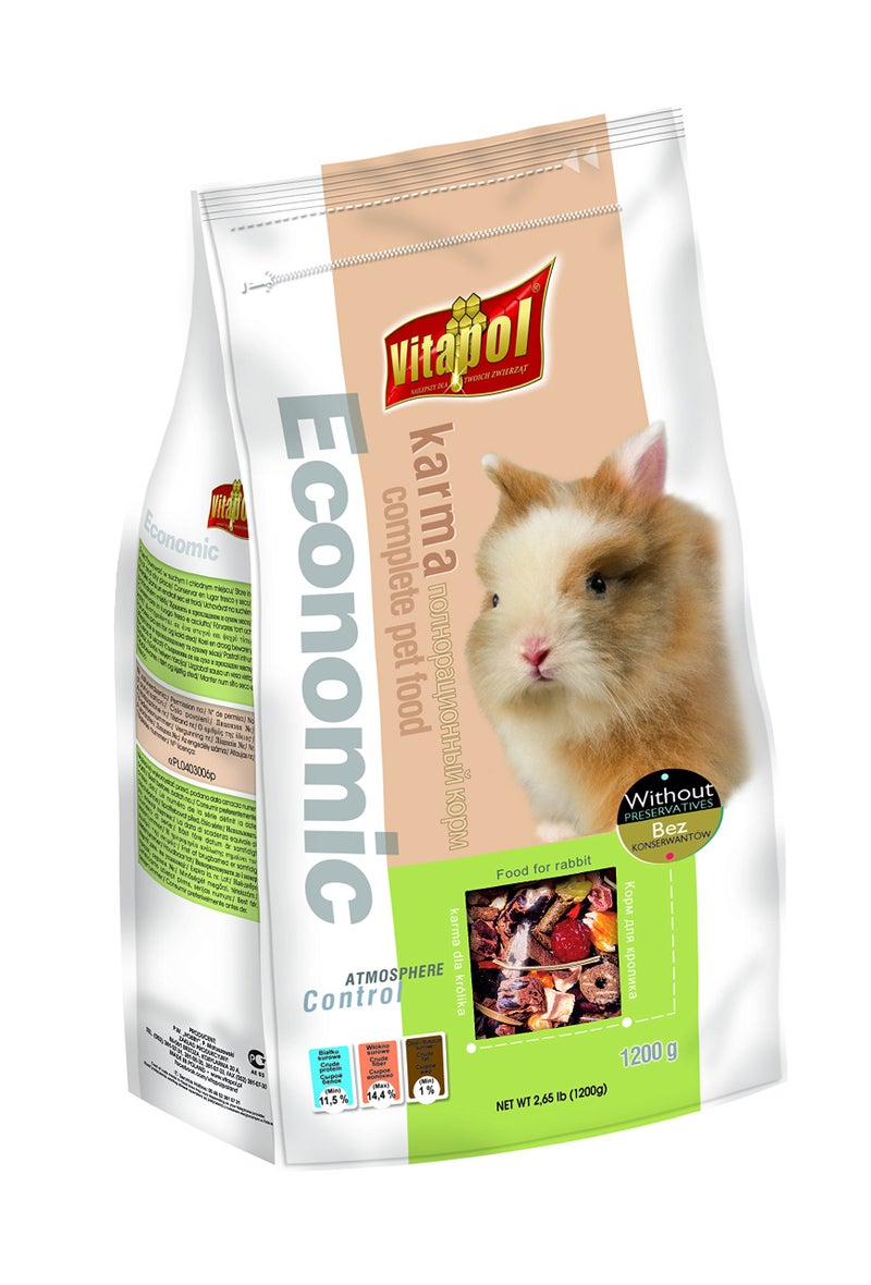 Vitapol Economic Food for Rabbits 1200 Gram High-Fiber Complete Diet with Meadow Hay Carrot Beetroot Apple and Flax Seed Supports Digestion and Dental Health - Image 4