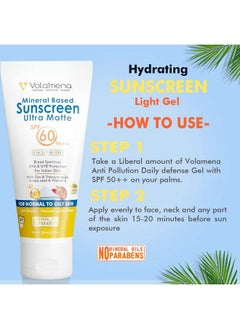 VOLAMENA WITH DEVICE Mineral Based Sunscreen Gel Ultra Matte 60 Spf Nongreasy Nonsticky & Physical Shield Formula 100 Ml  - Image 4