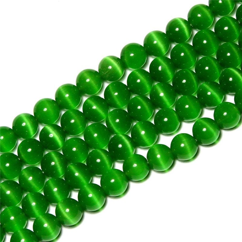 10mm Dark Green Cat Eye Beads Round Semi Precious Gemstone Loose Beads for Jewelry Making 3840pcsstrand