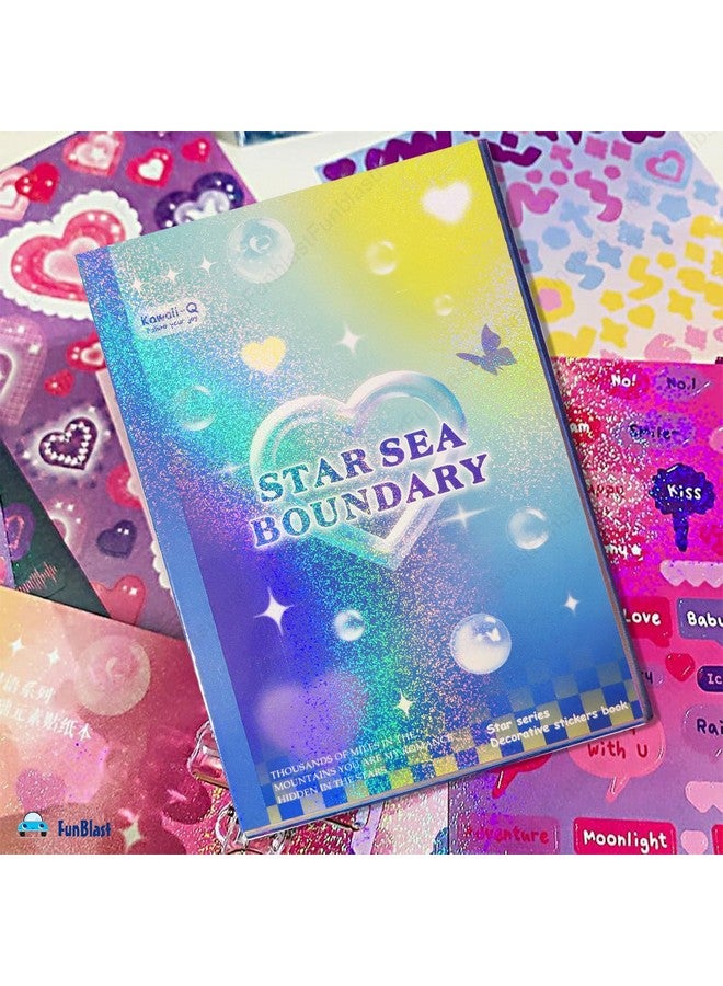 FunBlast Kawaii Stickers Book - 50 Sheets/1200+ Stickers, Star Sea Boundary Japanese Style Decorative Sticker, Self-Adhesive Kawaii Sticker, Cute Sticker for Girls (C) - Image 4