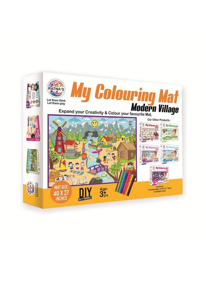 راتاناز سجادة تلوين Ratna's My Coloring Mat مطبوعة بتصميم Modern Village، مقاس 40 × 27 بوصة، قابلة للغسل وإعادة الاستخدام للأطفال من سن 3 سنوات فما فوق - Image 2