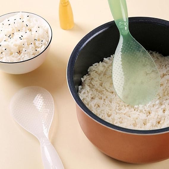 SHOPECOM ملعقة تقديم الأرز من شوبكوم - ملعقة أرز - ملعقة سباتولا غير لاصقة مع ملعقة تقديم الأرز - ملعقة تقديم الأرز الإبداعية - أدوات الطهي (عبوة من 2) متعددة الألوان - Image 4