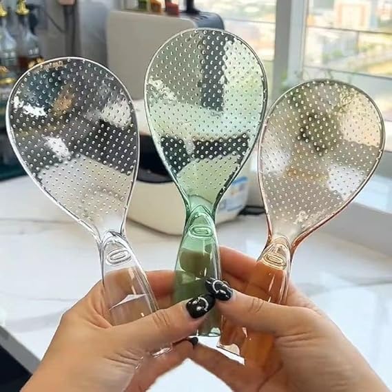 SHOPECOM ملعقة تقديم الأرز من شوبكوم - ملعقة أرز - ملعقة سباتولا غير لاصقة مع ملعقة تقديم الأرز - ملعقة تقديم الأرز الإبداعية - أدوات الطهي (عبوة من 2) متعددة الألوان - Image 3