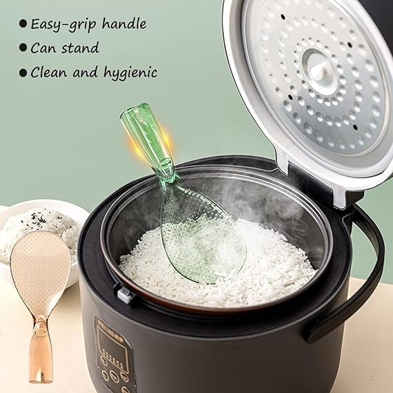 SHOPECOM ملعقة تقديم الأرز من شوبكوم - ملعقة أرز - ملعقة سباتولا غير لاصقة مع ملعقة تقديم الأرز - ملعقة تقديم الأرز الإبداعية - أدوات الطهي (عبوة من 2) متعددة الألوان - Image 2