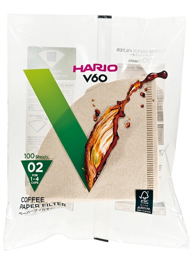 Hario فلتر ورقي HARIO VCF-02-100M لـ V60، 06.6 قدم (02 م)، لعدد 1-4 أكواب، 200 ورقة - Image 2