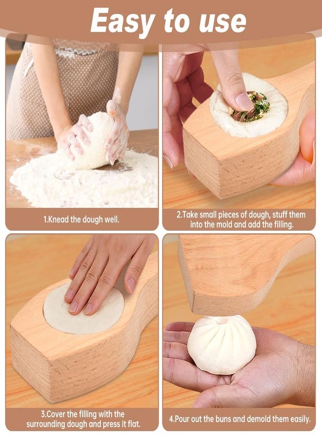 Jeyntanc Steamed Bun Mol-d, Wooden DIY Bun and Mooncake Mol-d Filling Spoon Stuffed Bu-n Mol-d Kitchen Cooking Tool for Baozi,Dumpling,Pastry(COLOR:wood) - Image 4