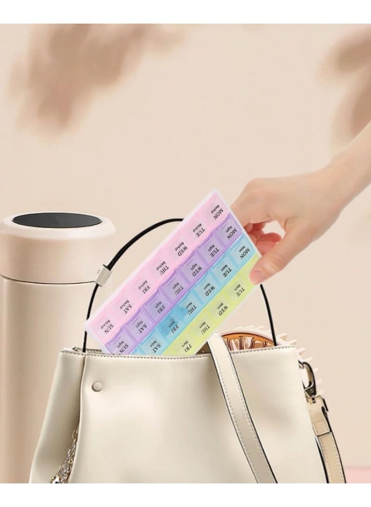 منظم أدوية أسبوعي لمدة 7 أيام - علبة تخزين حبوب تحتوي على 28 خانة مع أغطية محكمة الإغلاق للجرعات اليومية والفيتامينات والمكملات الغذائية، صغيرة الحجم ومناسبة للسفر - Image 5