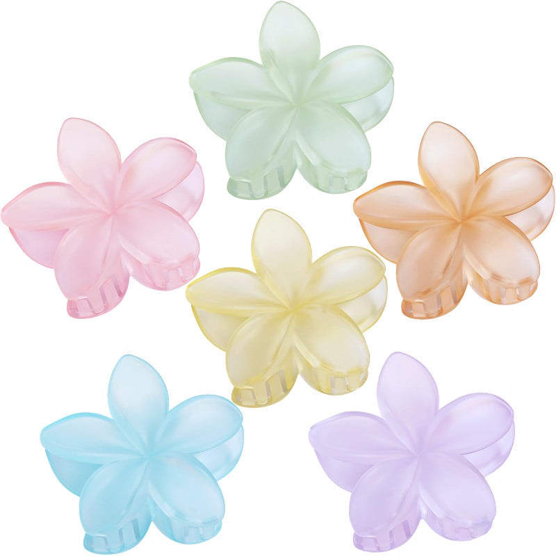 Sisiaipu Flower Hair Clips for Women 6 Pcs Hawaiian Large Claw Clips Plumeria Medium Hair Claw Clips for Thick Thin Hair Hibiscus Tropical Beach Hair Accessories for Women Girls and GirlsIce Cream
