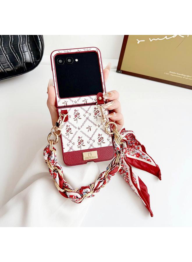 اس-توب جراب لهاتف Motorola Razr 50 بنمط زهرة الحظ من مادة TPU مع حزام - Image 2