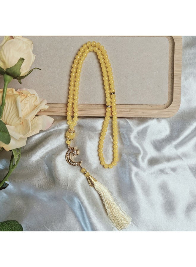 NIBEMINENT 99 Muslim Prayer Beads Lemon Yellow/6mm