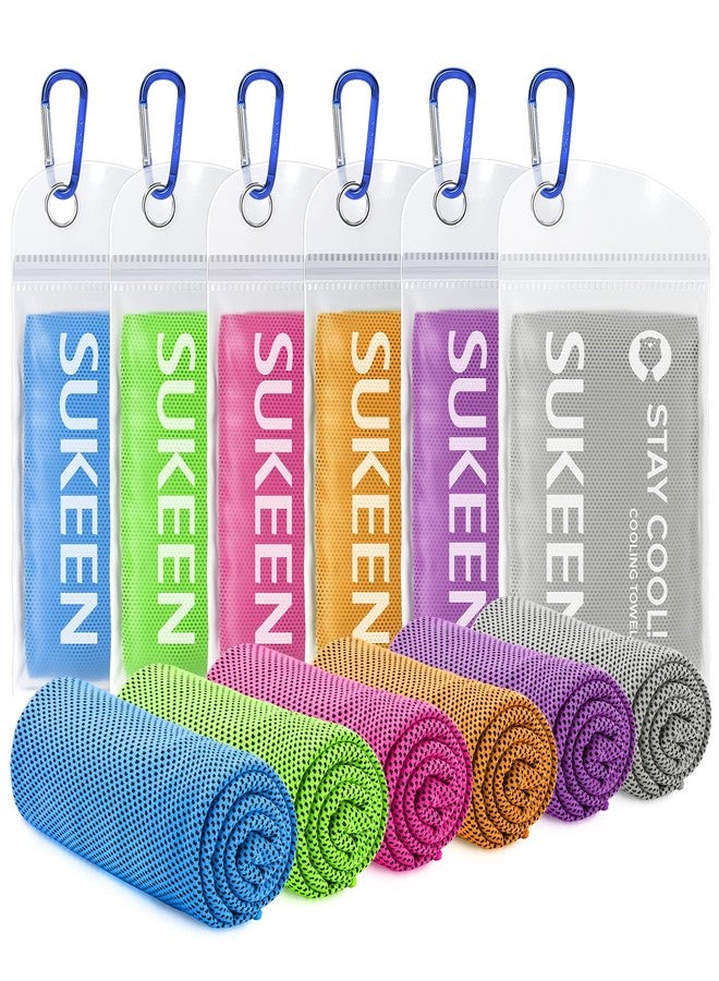Sukeen 6 Pack Cooling Towels for Neck and Face(40"x 12"), Cool Sweat Towels for Hot Weather, Cooling Rag, Lightweight Soft Breathable Towels for Yoga, Sport, Workout, Running, Gym, Camping, Fitness - Image 1