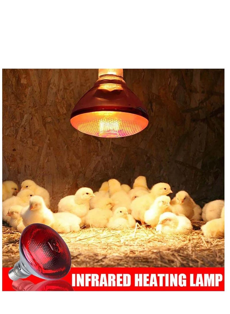 2 Pack Heat Lamp Red Infrared Bulbs Par38 100 Watts Glass Lamp Bulb for Food Service, Brooder Bulb, Chicks, Pet, Bathroom, Light Therapy Use E26 Base, Flood Light Heat Lamp Bulb - Image 2