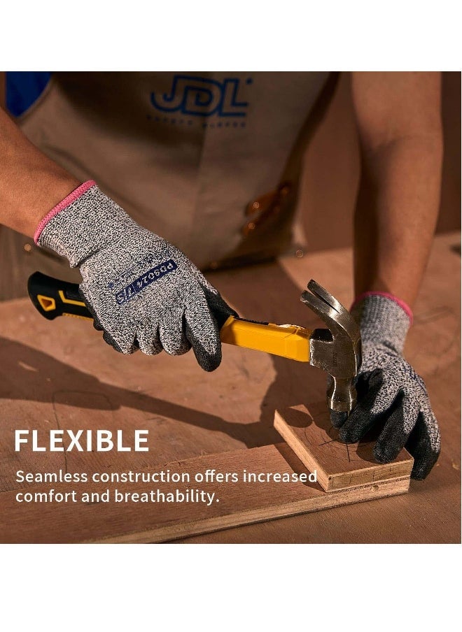 Generic Cut Resistant Work Gloves,  Safety Work Gloves PU Palm Coated Gloves, Warehouse Construction All Purpose Work Gloves (3 Pairs) 