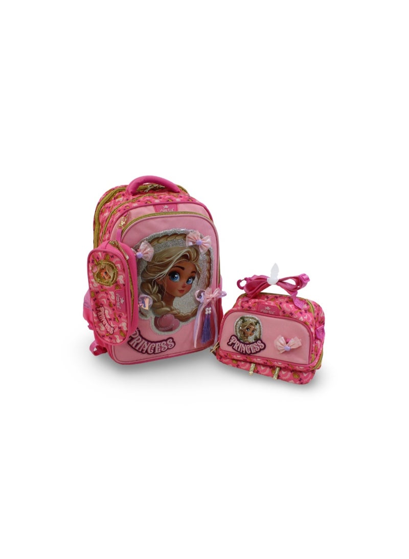 glossy bird School Set 17 Inches – Pink with Princesses Design - Image 1