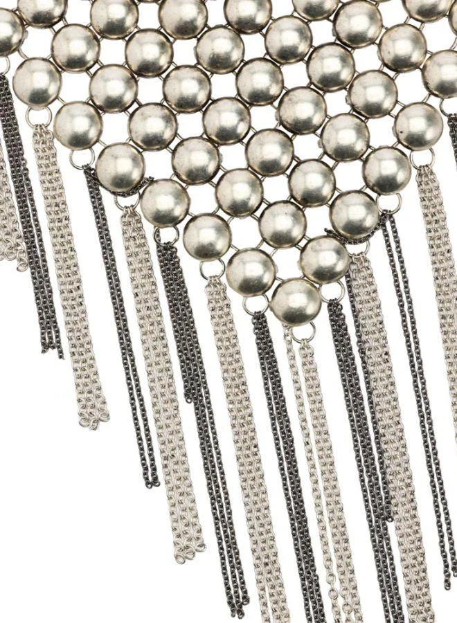PARFOIS Short Bib Necklace With Metallic Fringes