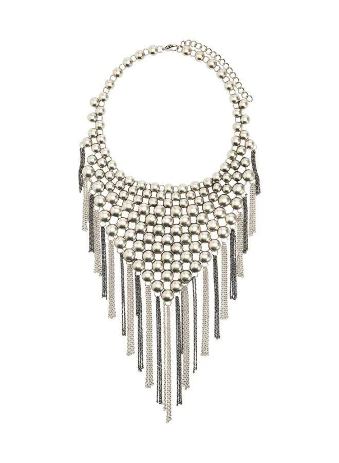 PARFOIS Short Bib Necklace With Metallic Fringes