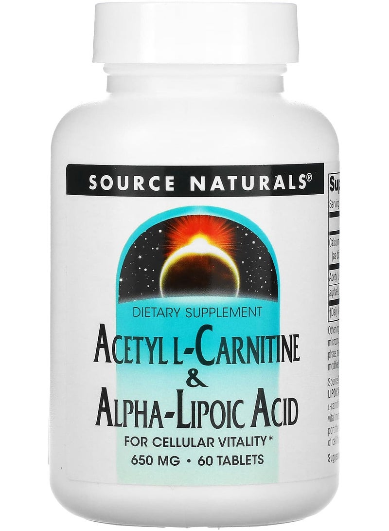 Acetyl L-Carnitine & Alpha-Lipoic Acid, 650 mg, 60 Tablets