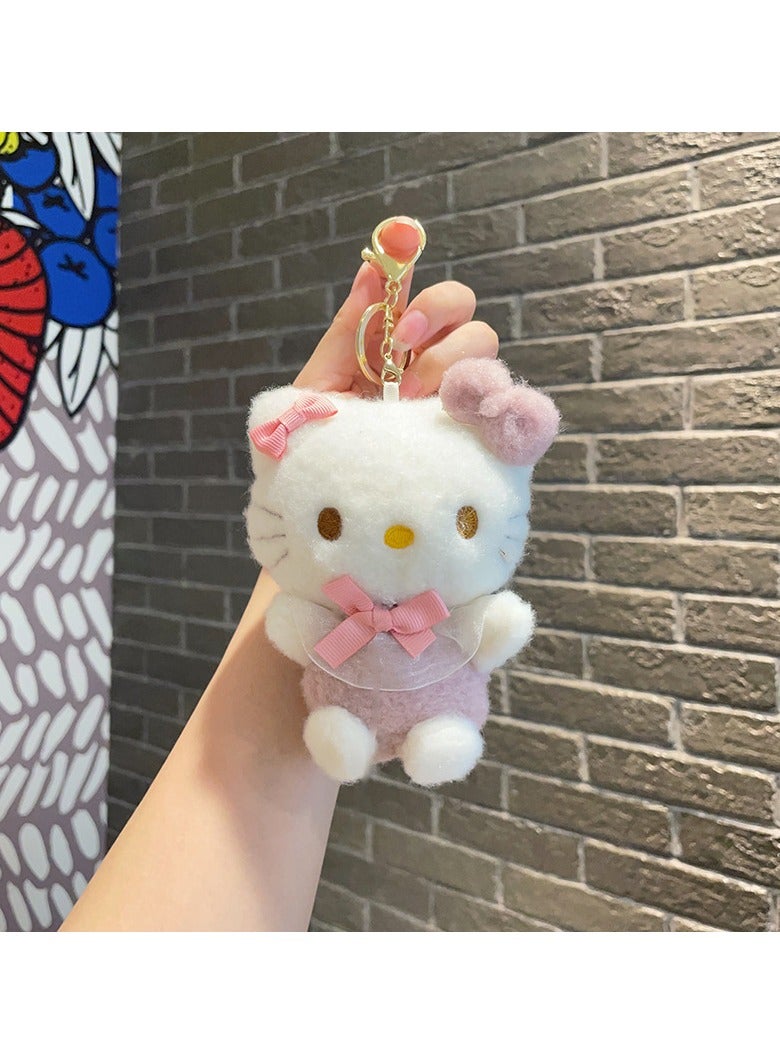 عام طقم سلسلة مفاتيح قطيفة مكون من 3 قطع من سلسلة مفاتيح قطيفة 12 سم، دمية قطيفة من كلب تاماغويا ودمية مرحبا كيتي مع حلقة مفاتيح وقلادة جنية وحقيبة حلقة مفاتيح، إكسسوارات لجميع الأعمار والمناسبات - Image 3