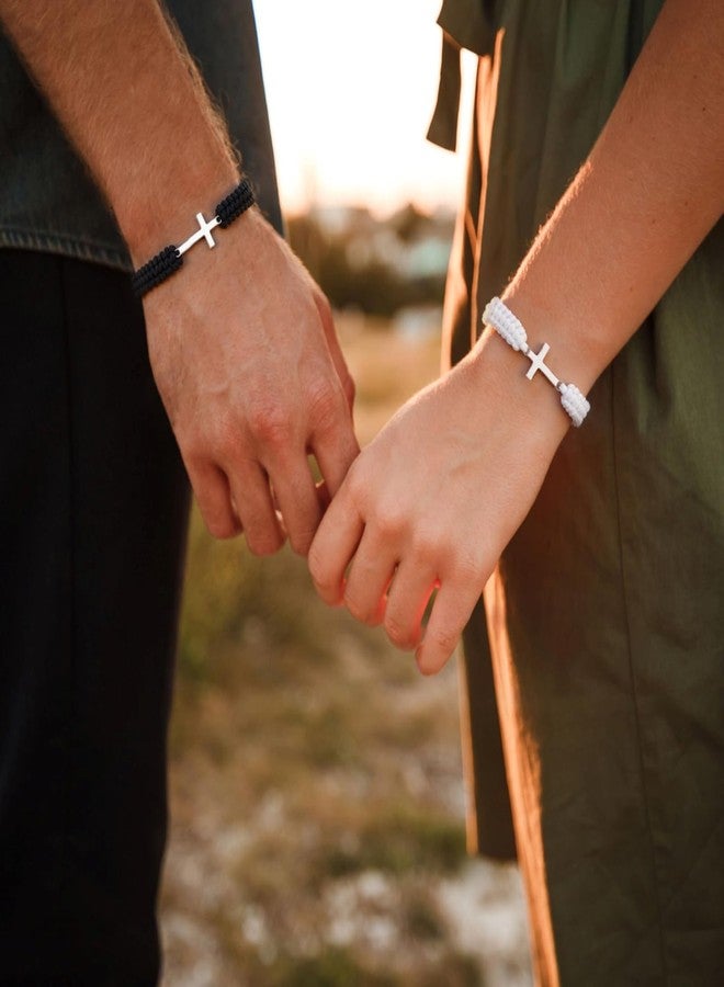 GINAZL Matching Couples Cross Bracelets for Him and Her - Christian Bracelet Gift for Boyfriend Girlfriend, Valentine's Day Christmas Birthday Gifts Couple Bracelets (BWC) - Image 3