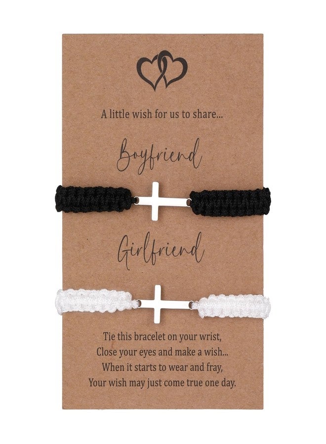 GINAZL Matching Couples Cross Bracelets for Him and Her - Christian Bracelet Gift for Boyfriend Girlfriend, Valentine's Day Christmas Birthday Gifts Couple Bracelets (BWC) - Image 1