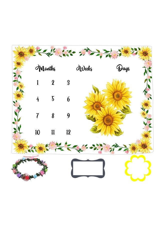 LYLYCTY Baby Monthly Milestone Blanket Sunflower Months Blanket For Neutral Newborn Baby Shower Includes Wreath And Frame 60X40 Btlsly10 - Image 1