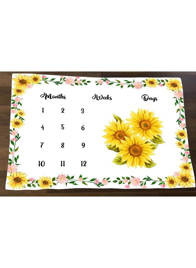 LYLYCTY Baby Monthly Milestone Blanket Sunflower Months Blanket For Neutral Newborn Baby Shower Includes Wreath And Frame 60X40 Btlsly10 - Image 2