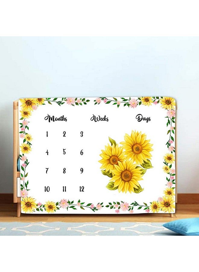 LYLYCTY Baby Monthly Milestone Blanket Sunflower Months Blanket For Neutral Newborn Baby Shower Includes Wreath And Frame 60X40 Btlsly10 - Image 3