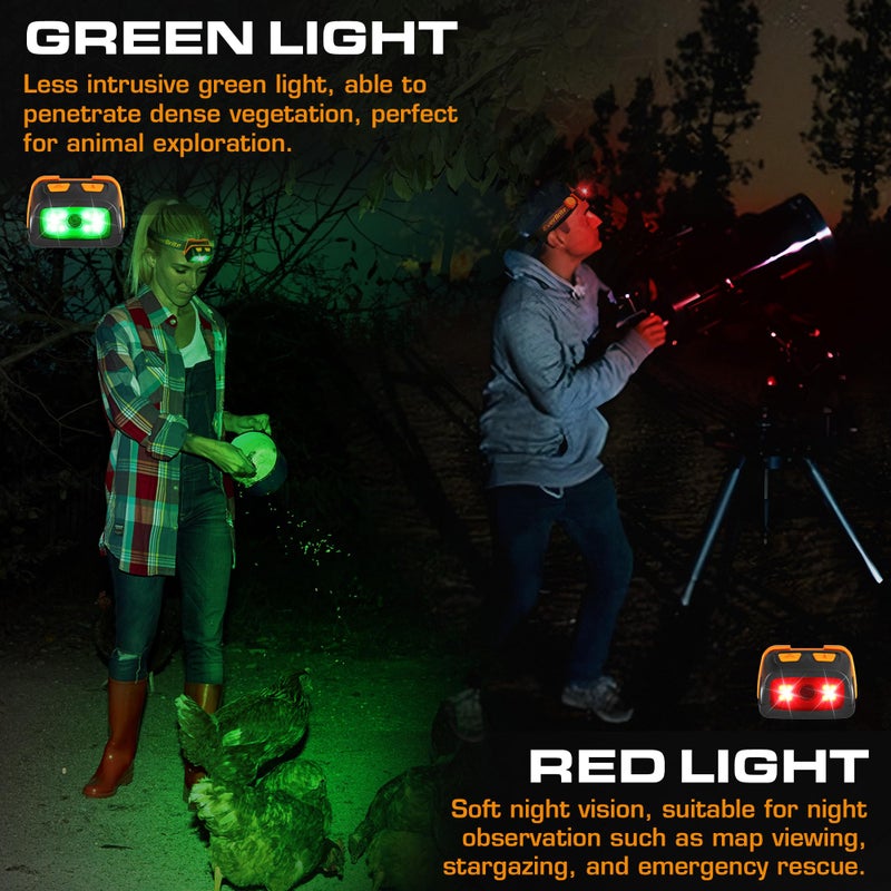 EverBrite Rechargeable Headlamp - 350 Lumens Headlight with Red/Green Light and Tail Light, 7 Lighting Modes with Memory Function, Perfect for Trail Running, Camping and Hiking - Image 5