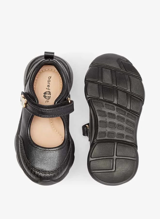 جونيورز Girls Textured Mary Jane Shoes with Hook and Loop Closure