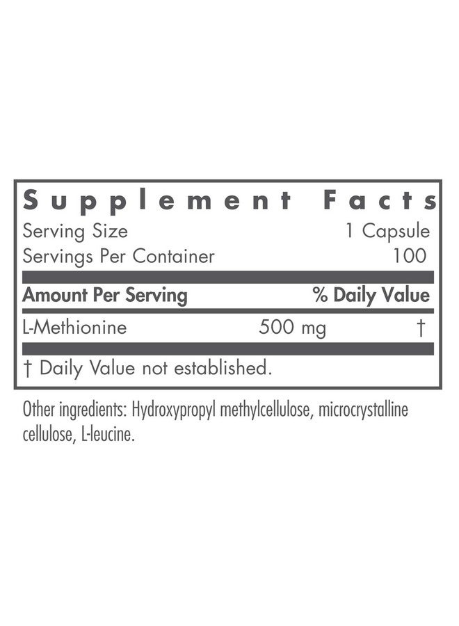 Nutricology L-Methionine - Liver and Energy Support, Free Form Amino Acid, 500mg Supplement, Pure, Vegetarian Capsules - 100 Count - Image 2