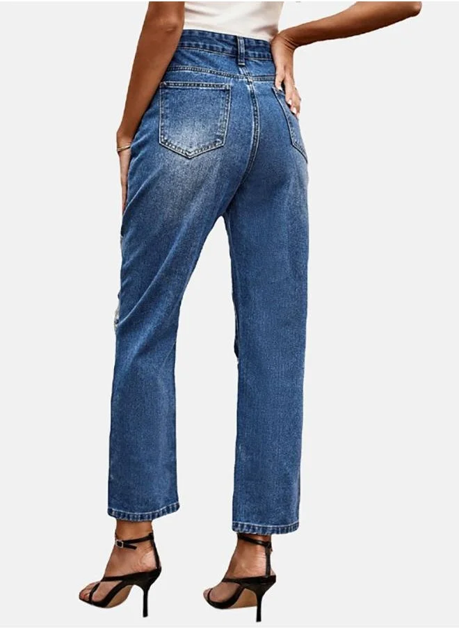 YUNIQEE Blue Straight Fit Jeans