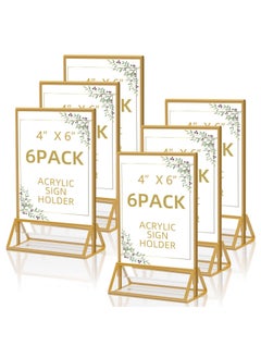 XiuWoo Acrylic Sign Holders 4x6 inches - Durable, Clear Plastic Table Top Flyer Display Stand for Home, Office, Shop, and Exhibition Easy Paper Holder Promotions announcements(Set of 6)  - Image 1