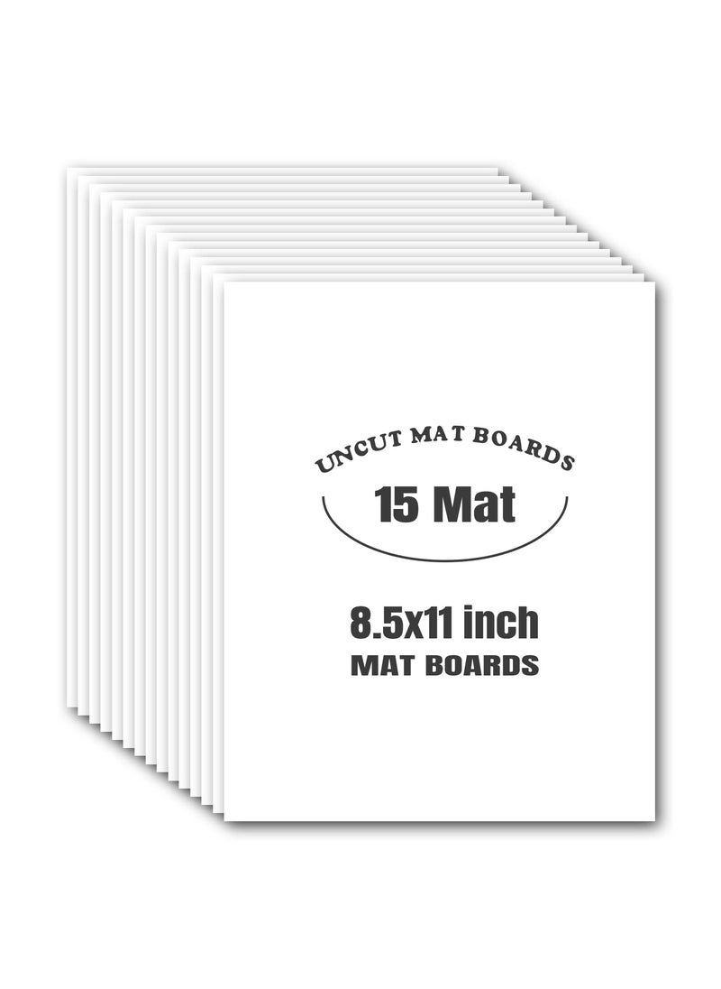 AUEAR AUEAR 15 Pack 85x11 Uncut Matte Boards White Photo Mat Board Great for Picture Framing Print Artwork 