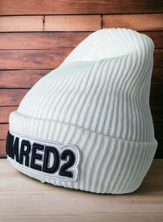 DSQUARED2 Arctic Haven: Ice Cap DSQUARED2 Unisex Winter Wool Hat - Premium Coziness & Style in  white | Perfect Cold Weather Accessory! - Image 2