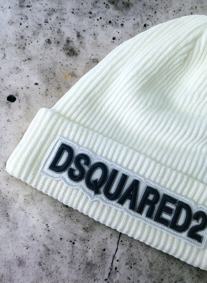 DSQUARED2 Arctic Haven: Ice Cap DSQUARED2 Unisex Winter Wool Hat - Premium Coziness & Style in  white | Perfect Cold Weather Accessory! - Image 3