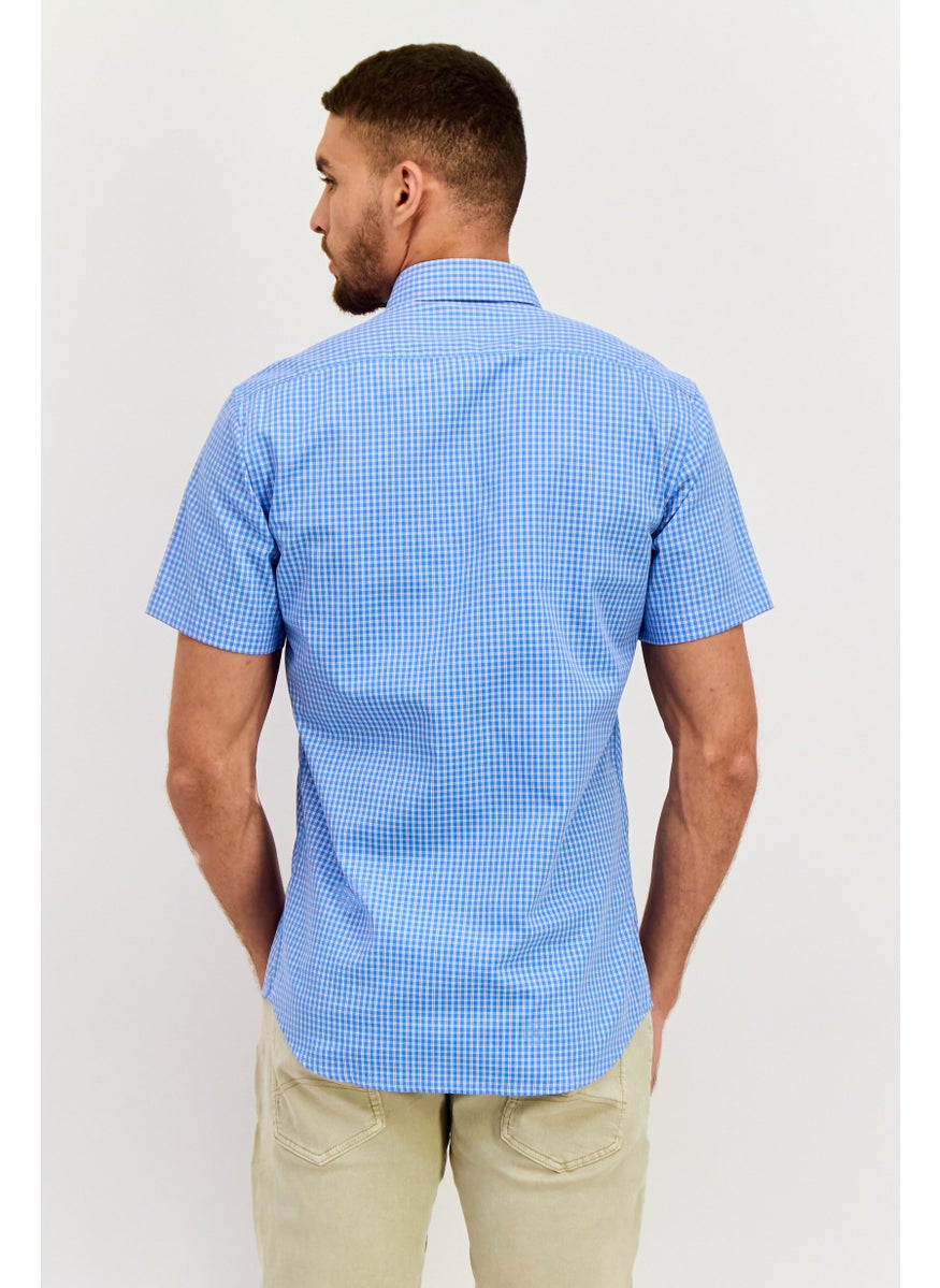 Tailorbyrd - Men Regular Fit Short Sleeve Checkered Casual Shirt, Blue Combo - Image 1